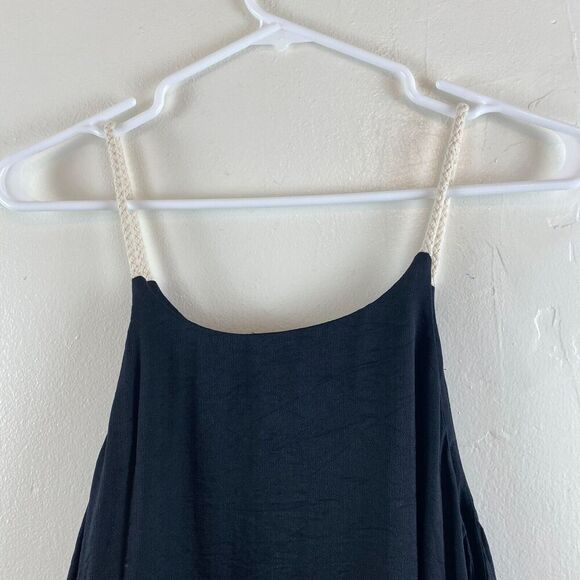 Anthropologie Moon River Sz L Dress NWT Crepe Coastal Mini Beach Vacation Black - Picture 2 of 11